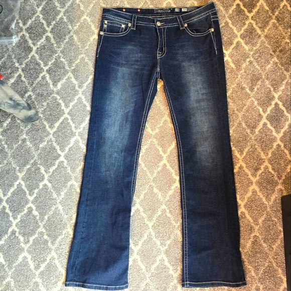 Miss Me Dark Blue Boot Cut Jeans - Picture 1 of 4